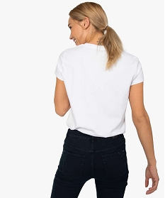 tee-shirt femme avec col v contenant du coton bio blanc9545301_3