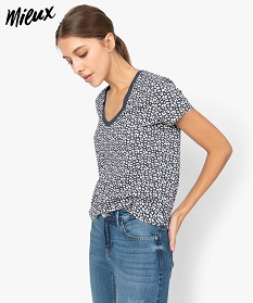 tee-shirt femme imprime a large col v contenant du coton bio imprime t-shirts manches courtes9545601_1