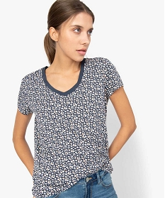 tee-shirt femme imprime a large col v contenant du coton bio imprime9545601_2