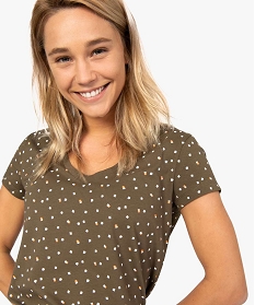 tee-shirt femme imprime a large col v contenant du coton bio imprime9545701_2