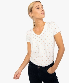 tee-shirt femme imprime a large col v contenant du coton bio imprime9545901_1