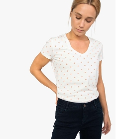 tee-shirt femme imprime a large col v contenant du coton bio imprime t-shirts manches courtes9545901_2