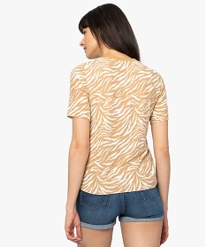 tee-shirt femme a manches courtes et imprime animalier brun9546201_3