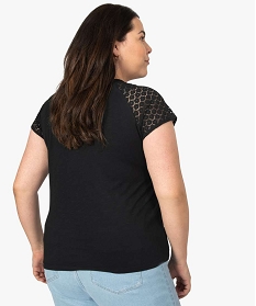 tee-shirt femme avec dentelle et contenant du coton bio noir9547301_3