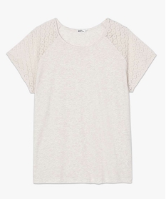 tee-shirt femme grande taille avec dentelle et contenant du coton bio beige t-shirts manches courtes9547501_4