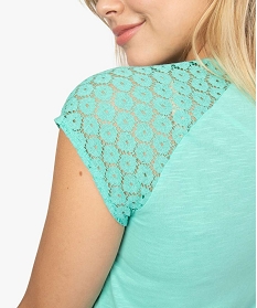 tee-shirt femme a manches dentelle contenant du coton bio bleu9548201_2
