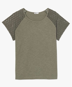 tee-shirt femme grande taille avec dentelle et contenant du coton bio vert t-shirts manches courtes9549001_4