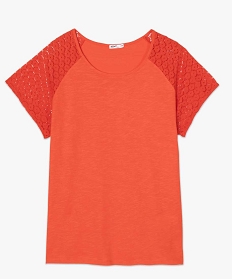 tee-shirt femme avec dentelle et contenant du coton bio rouge9549301_4