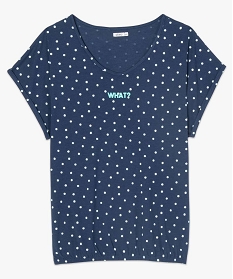 tee-shirt femme a motifs avec bas elastique et manches courtes bleu9550301_4