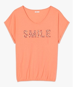 tee-shirt femme a motifs avec bas elastique et manches courtes orange9550501_4