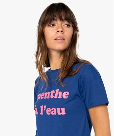 tee-shirt femme fluide a manches courtes avec imprime bleu9552701_2