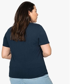 tee-shirt femme a manches courtes avec decollete en dentelle bleu9553401_3