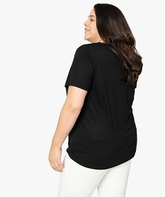 tee-shirt femme grande taille a manches courtes et col rond noir tee shirts tops et debardeurs9561101_3