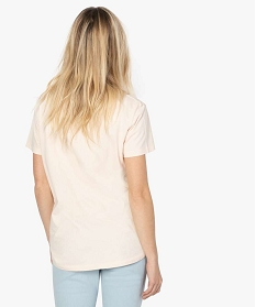 tee-shirt femme long a manches courtes en coton bio beige9561801_3