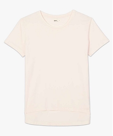 tee-shirt femme long a manches courtes en coton bio beige9561801_4