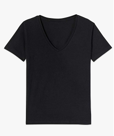 tee-shirt femme a col v en coton biolgique noir9561901_4