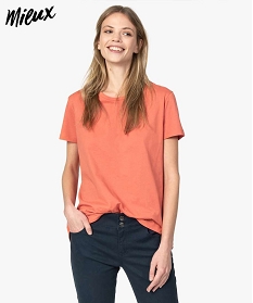tee-shirt femme long a manches courtes en coton bio orange9562001_1