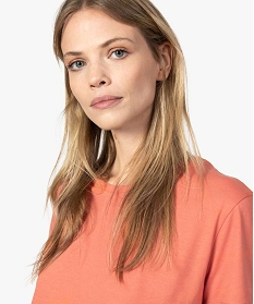 tee-shirt femme long a manches courtes en coton bio orange9562001_2
