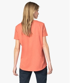 tee-shirt femme long a manches courtes en coton bio orange9562001_3