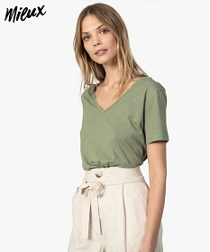 tee-shirt femme a col v et manches courtes vert t-shirts manches courtes9562101_1