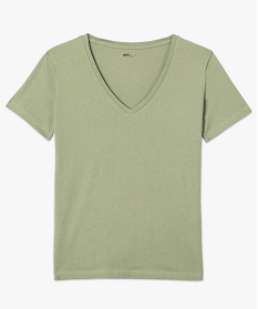 tee-shirt femme a col v en coton biolgique vert9562101_4