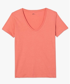 tee-shirt femme a col v en coton biolgique orange9562201_4