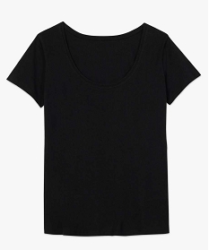 tee-shirt femme uni a col rond et manches courtes noir t-shirts manches courtes9562701_4