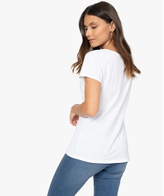 tee-shirt femme uni a col rond et manches courtes blanc9562801_3