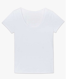 tee-shirt femme uni a col rond et manches courtes blanc t-shirts manches courtes9562801_4
