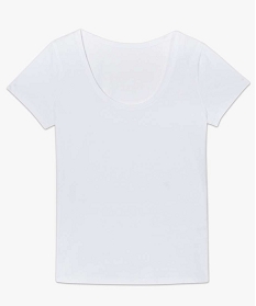 tee-shirt femme uni a col rond et manches courtes blanc9562801_4