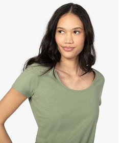 tee-shirt femme uni a col rond et manches courtes vert t-shirts manches courtes9562901_2