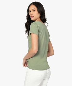 tee-shirt femme uni a col rond et manches courtes vert t-shirts manches courtes9562901_3