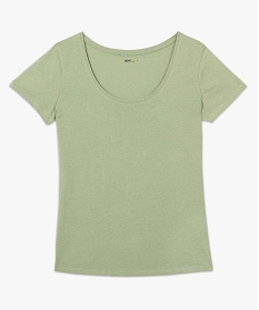 tee-shirt femme uni a col rond et manches courtes vert t-shirts manches courtes9562901_4