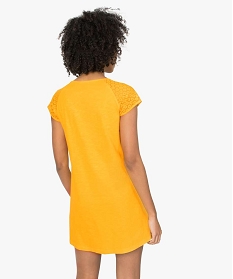 robe femme avec manches en dentelle contenant du coton bio jaune robes9574401_3