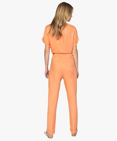 combinaison femme fluide a taille ajustable orange pantalons9575701_3