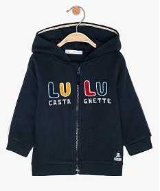 sweat garcon zippe en maille piquee - lulu castagnette bleu9577201_3