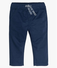 pantalon bebe garcon en coton avec taille elastiquee bleu9578701_1