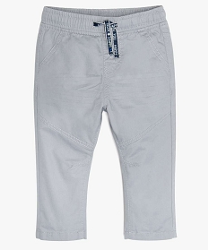 pantalon bebe garcon en coton avec taille elastiquee gris9578801_1