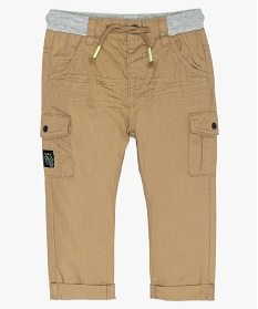 pantalon bebe garcon cargo en coton fin et taille elastique beige9579801_1