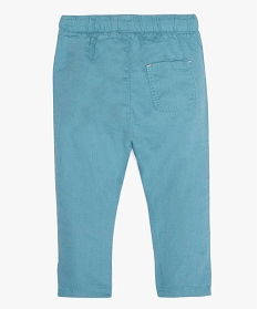 pantalon bebe garcon en coton et lin - lulu castagnette bleu pantalons9580501_2