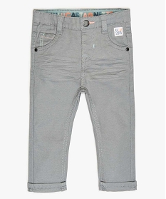 pantalon bebe garcon en coton stretch - lulu castagnette gris pantalons9580601_1