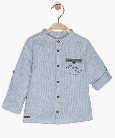 chemise bebe garcon rayee en coton-lin imprime9582501_1