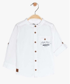 chemise bebe garcon avec col rond et manches retroussables blanc9582601_1
