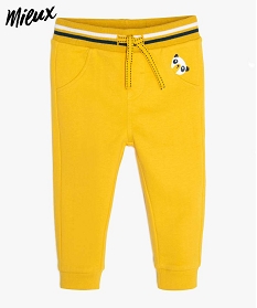 pantalon bebe garcon en coton bio avec taille fantaisie jaune9584201_1