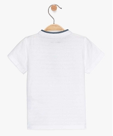 tee-shirt bebe garcon avec col tunisien bicolore blanc9588901_2