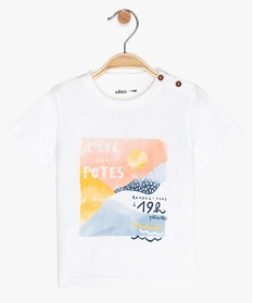 tee-shirt bebe garcon a manches courtes avec imprime estival blanc9589001_1