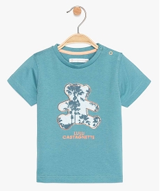 tee-shirt bebe garcon avec motif sur lavant - lulu castagnette bleu9589201_1
