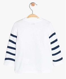tee-shirt bebe garcon imprime fantaisie en coton bio blanc9590501_2