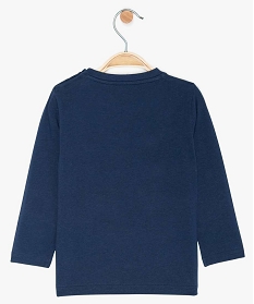 tee-shirt bebe garcon imprime fantaisie en coton bio bleu9590801_2