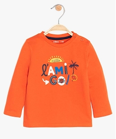tee-shirt bebe garcon avec motif brode et manches longues orange9591401_1